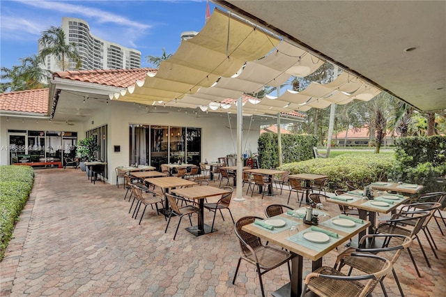 view of patio featuring a pergola