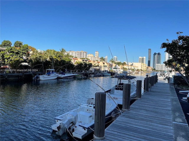 view of dock featuring a water view