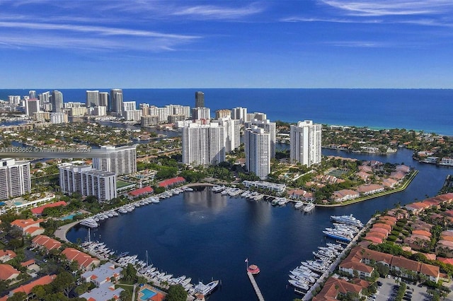 bird's eye view featuring a water view