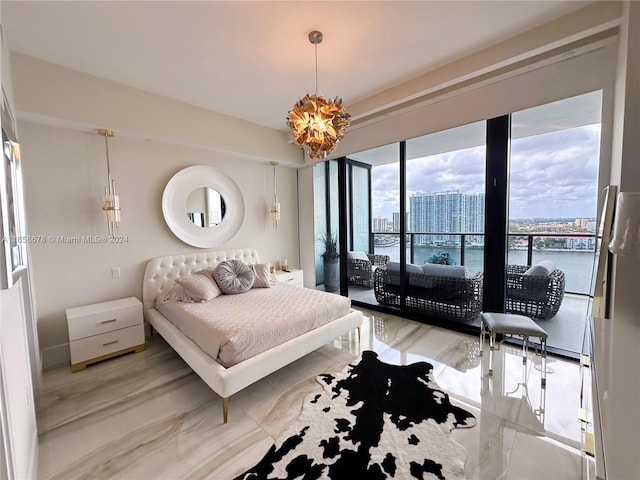 bedroom featuring a city view