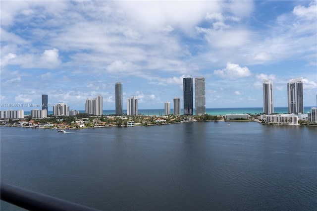 view of water feature featuring a view of city