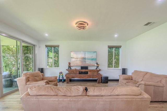 living room featuring light hardwood / wood-style flooring