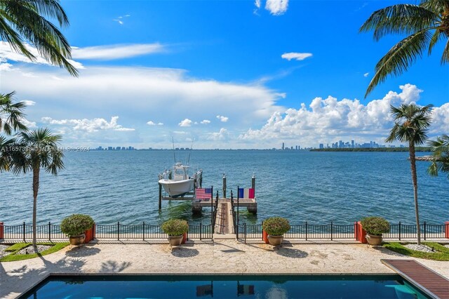 view of water feature featuring a dock