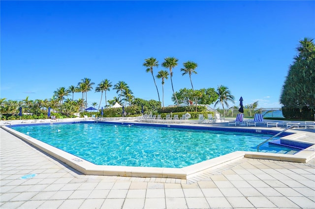 view of pool featuring a patio area