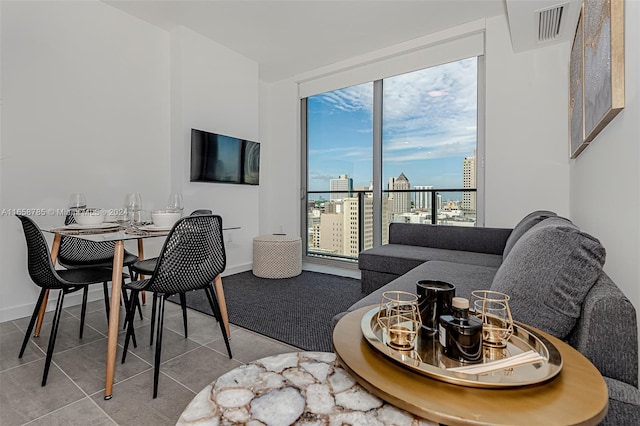 view of tiled living room