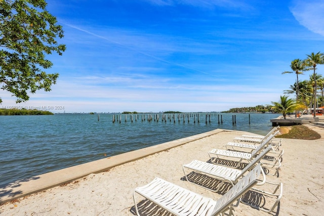 property view of water with a boat dock