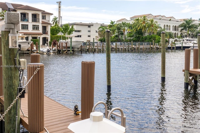 view of dock featuring a water view