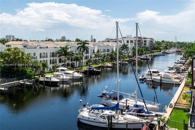 view of dock featuring a water view