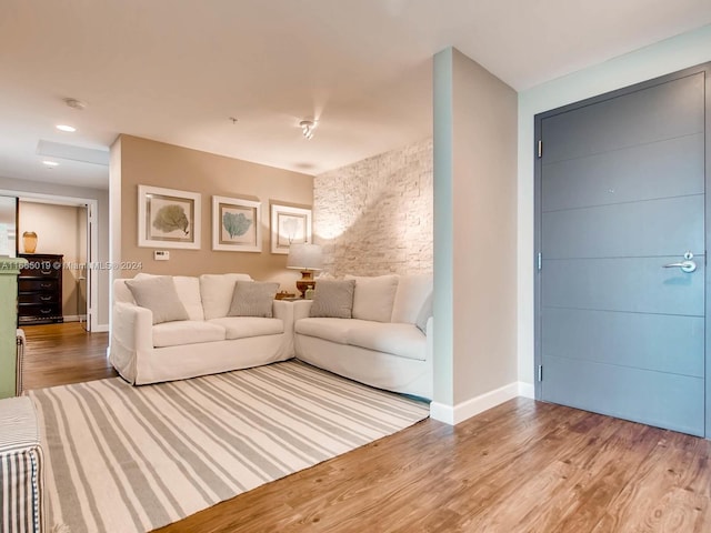 living room with hardwood / wood-style floors