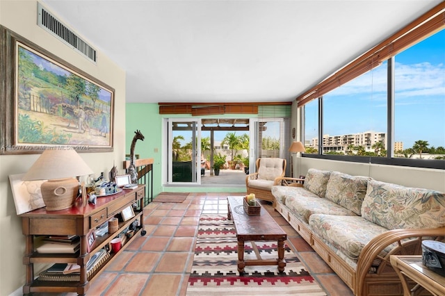 view of tiled living room