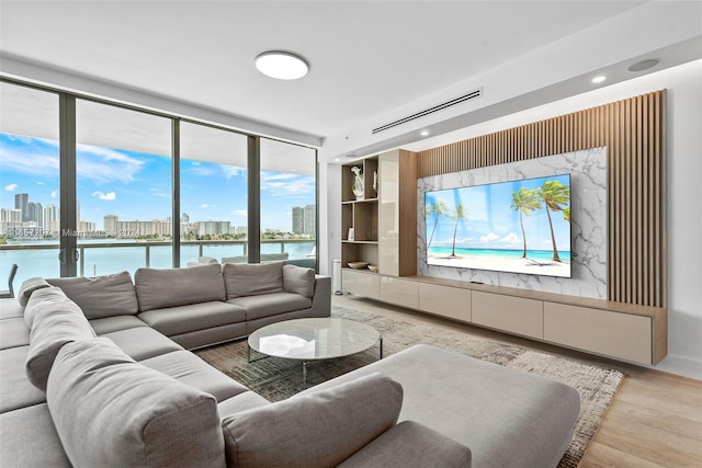 living room featuring light hardwood / wood-style floors