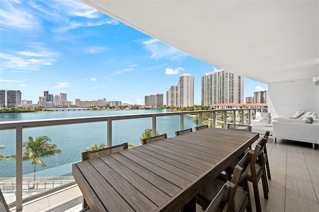 balcony with a water view