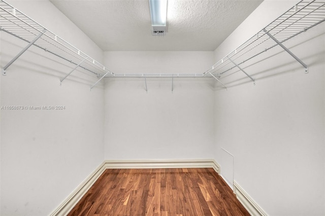 spacious closet featuring dark hardwood / wood-style floors