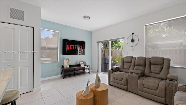 view of tiled living room