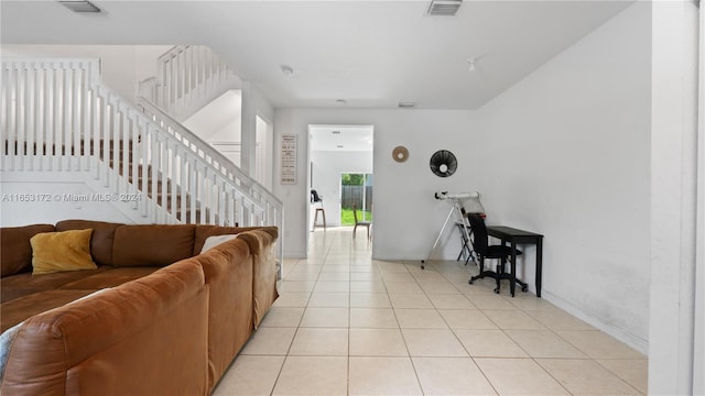 view of tiled living room