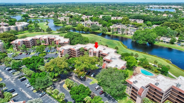 bird's eye view featuring a water view