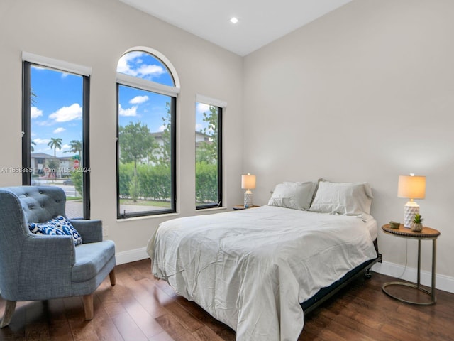 bedroom featuring dark hardwood / wood-style floors