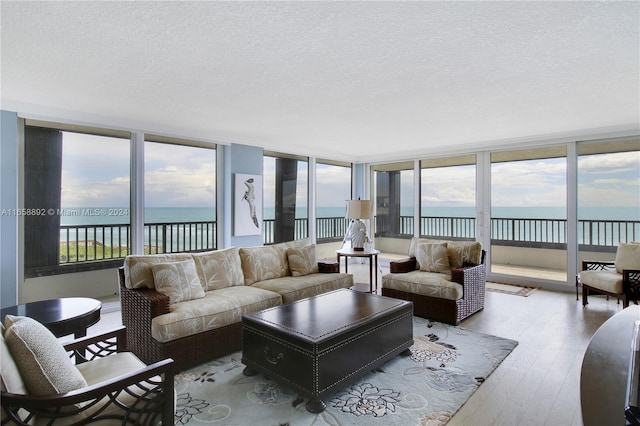 sunroom featuring a water view and a healthy amount of sunlight