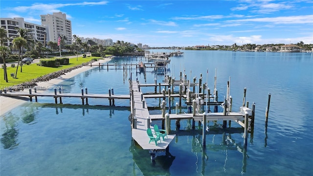 dock area featuring a water view