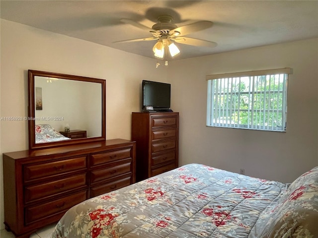 bedroom featuring ceiling fan