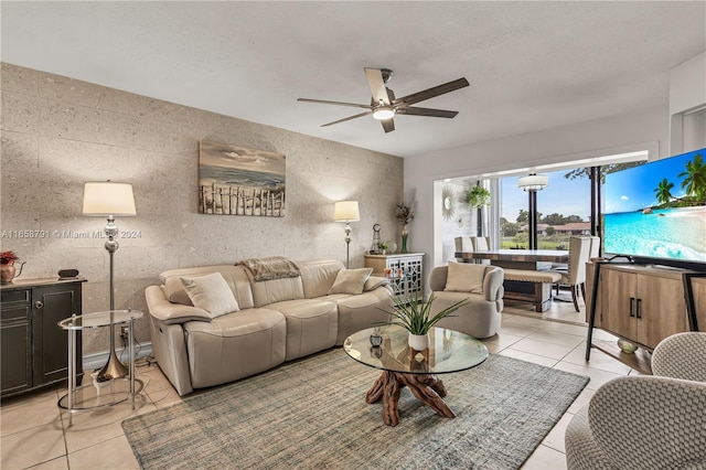 3507 Emerald Oaks Dr Unit 1804, Hollywood, FL 33021 - living area featuring light tile patterned floors and ceiling fan