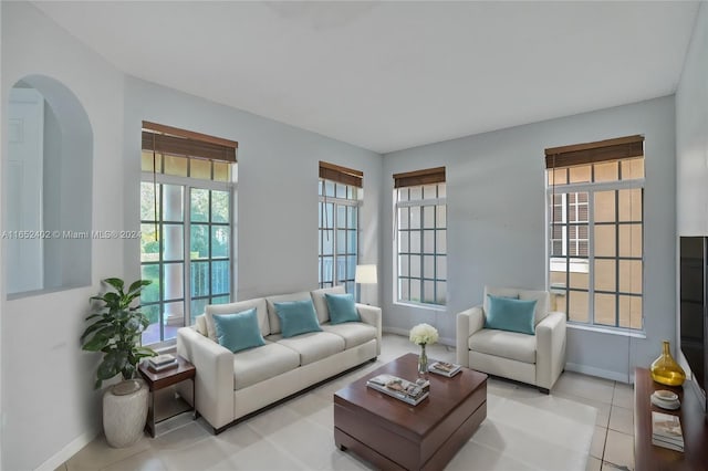 view of tiled living room