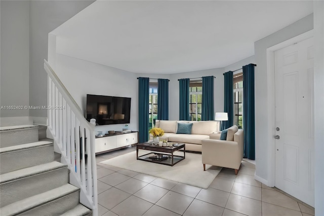 view of tiled living room