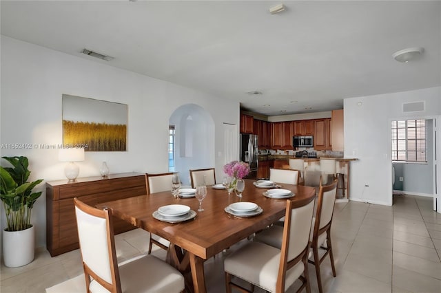 view of tiled dining room