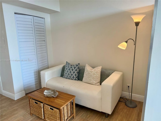 living room with light hardwood / wood-style flooring