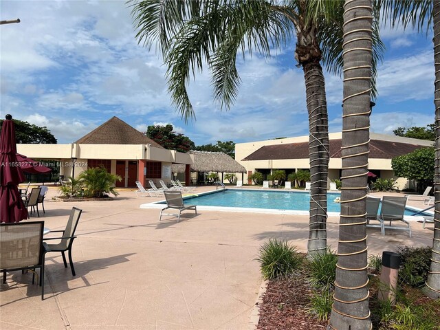 view of pool featuring a patio area