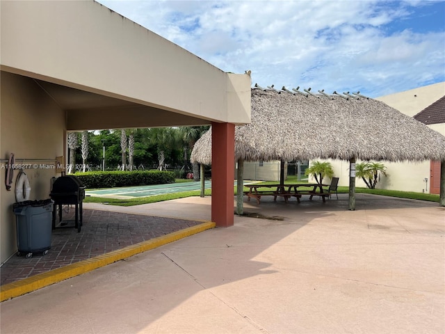 view of community with a patio