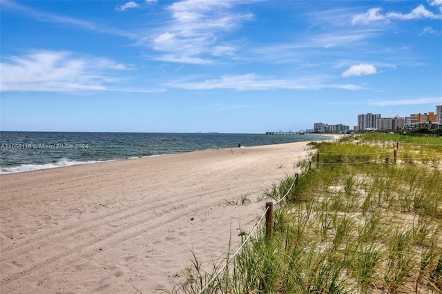 property view of water with a beach view