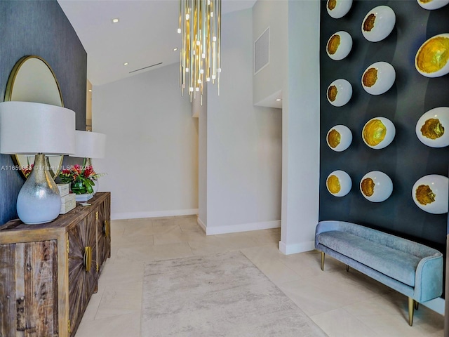 hallway featuring light tile patterned floors