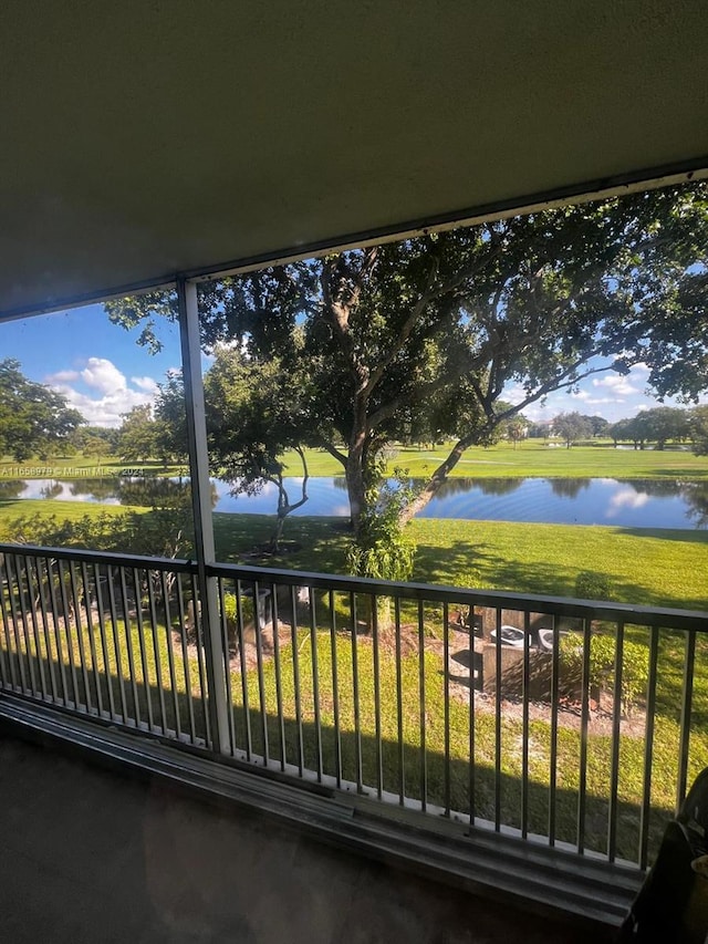 balcony with a water view