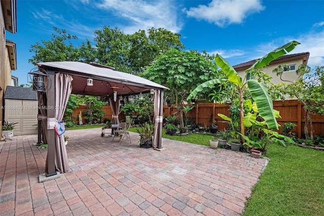 view of patio / terrace with a gazebo