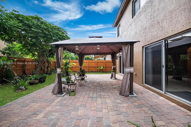 view of patio featuring a gazebo