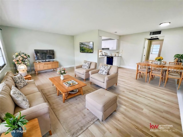 living room featuring light hardwood / wood-style flooring