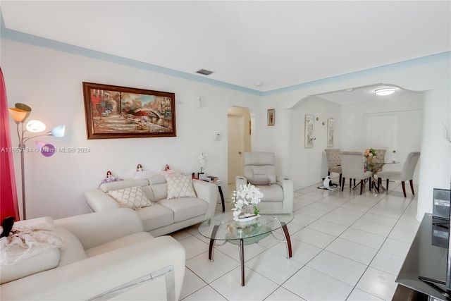 view of tiled living room