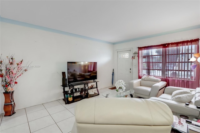 view of tiled living room