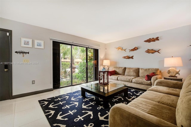 view of tiled living room