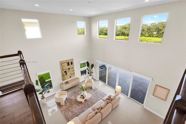 living room with light wood-type flooring