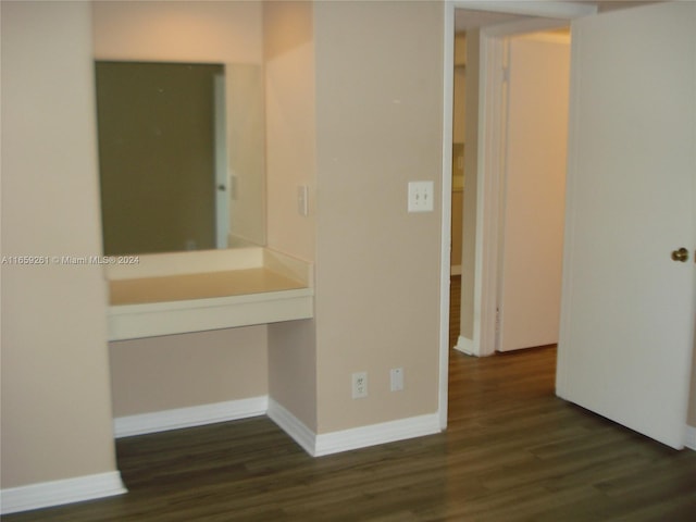 interior space with dark wood-type flooring