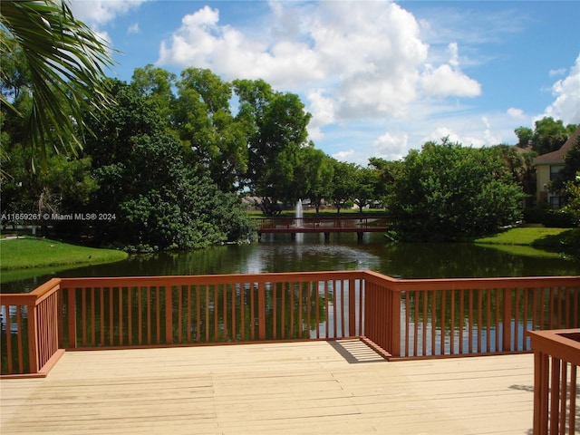 deck with a water view