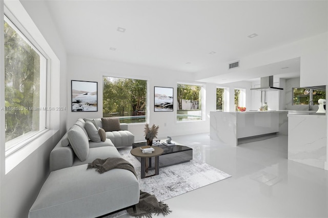 living room featuring plenty of natural light