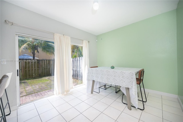 dining room with light tile patterned floors