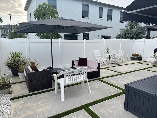 view of patio featuring an outdoor living space