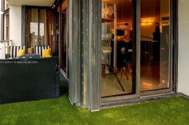 exterior space with a yard