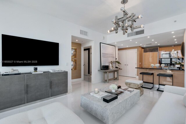 view of tiled living room