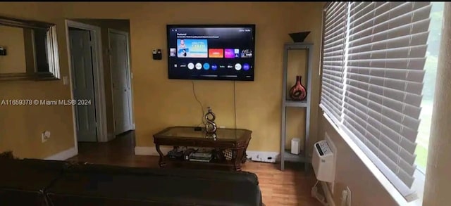 living room with hardwood / wood-style flooring