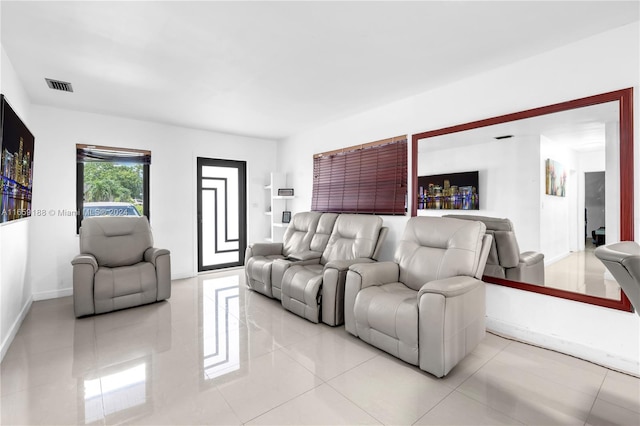 view of tiled living room